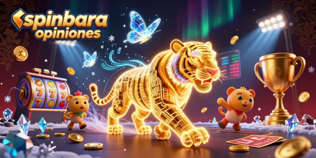 Engage with spinbara opiniones through this vibrant 3D casino illustration showcasing dynamic gaming elements.
