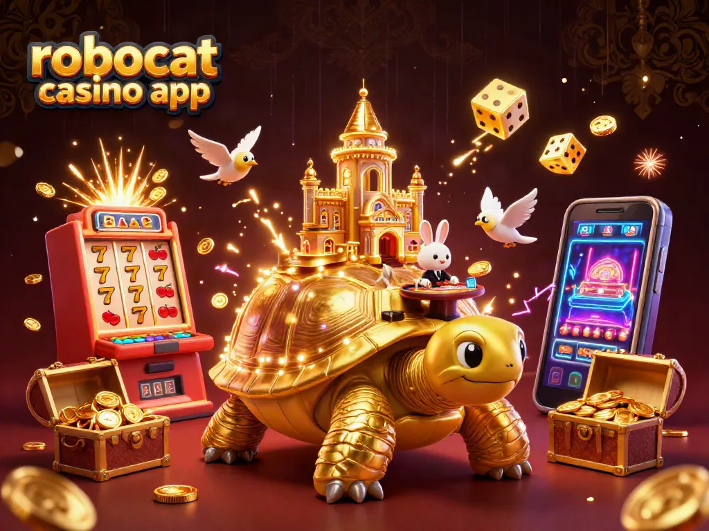 Experience winning thrills with robocat casino app in an ultra-detailed 3D slot gaming scene.